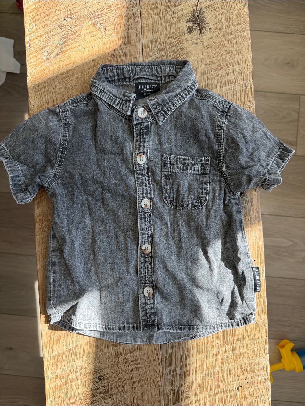 Little Bipsy Washed Gray Short-Sleeve Button-Down Shirt